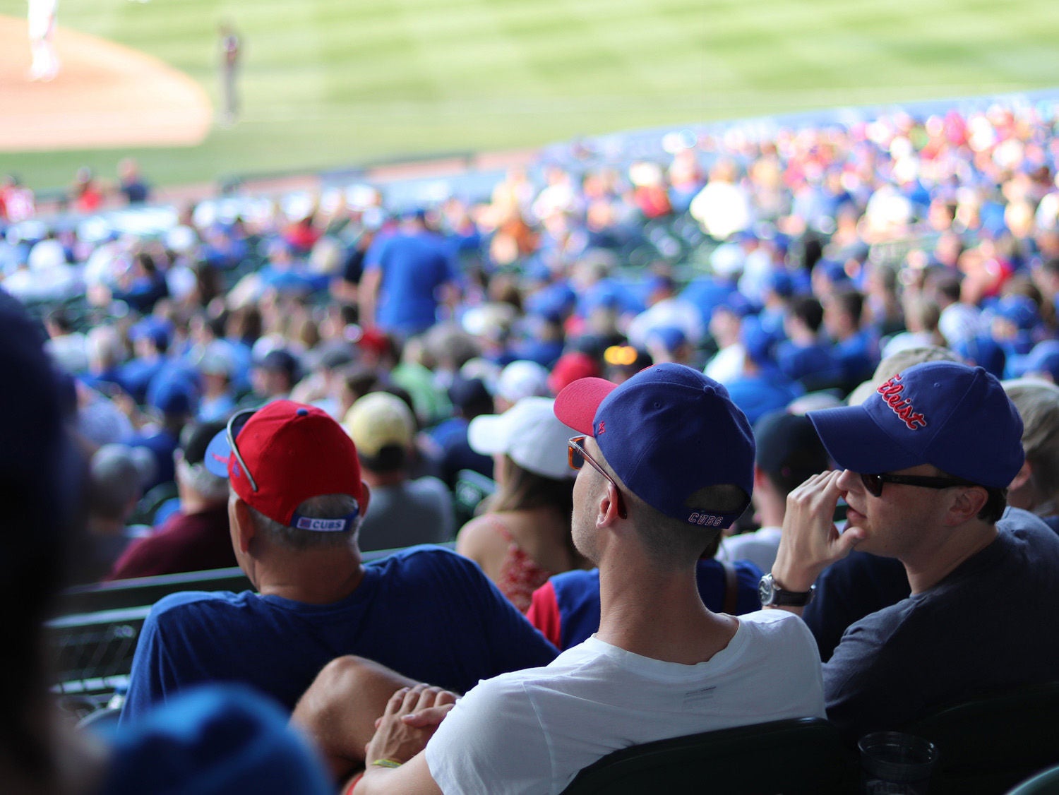 Fans im Stadion schauen einem Spiel der Chicago Cubs zu.