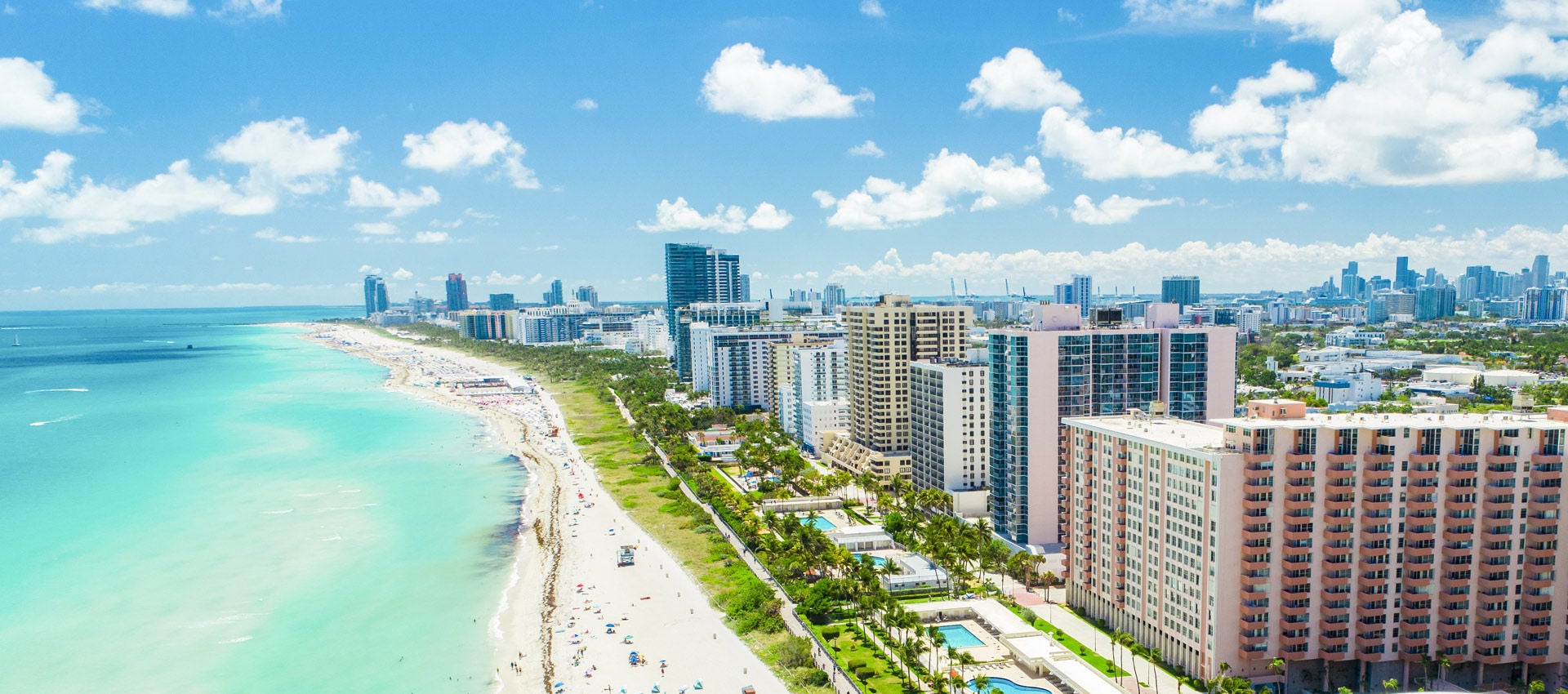 A bright sunny day fills the beaches in Southern Florida.
