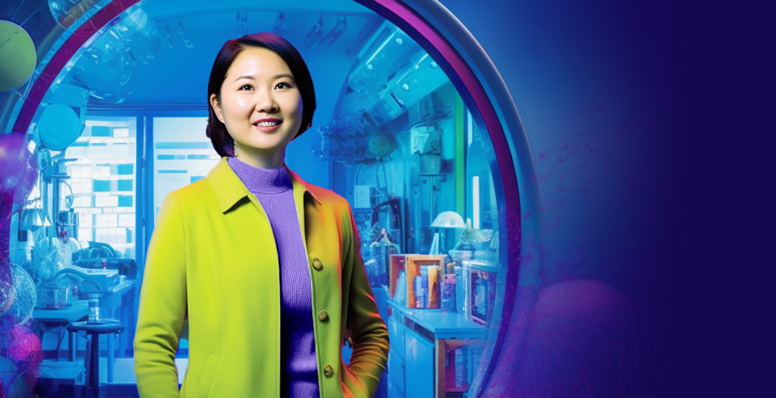 Image générée par l’IA d’une femme dans un laboratoire fantaisiste