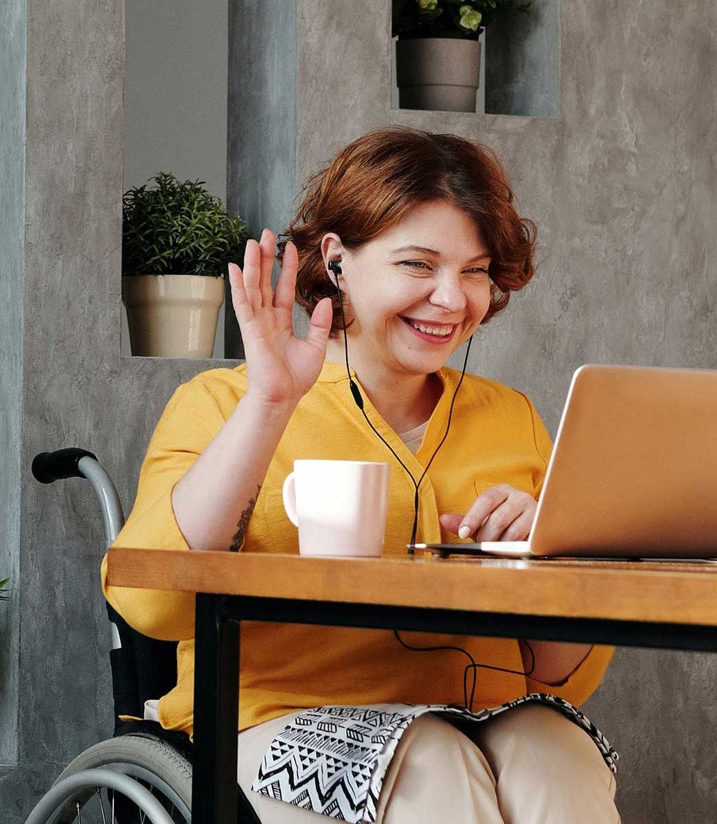 Woman working with laptop.