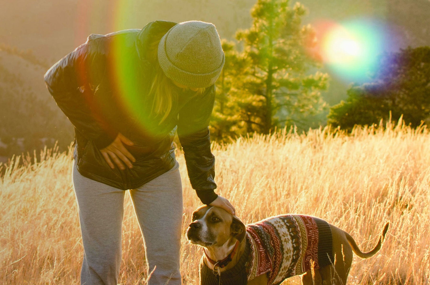 woman walking with dog