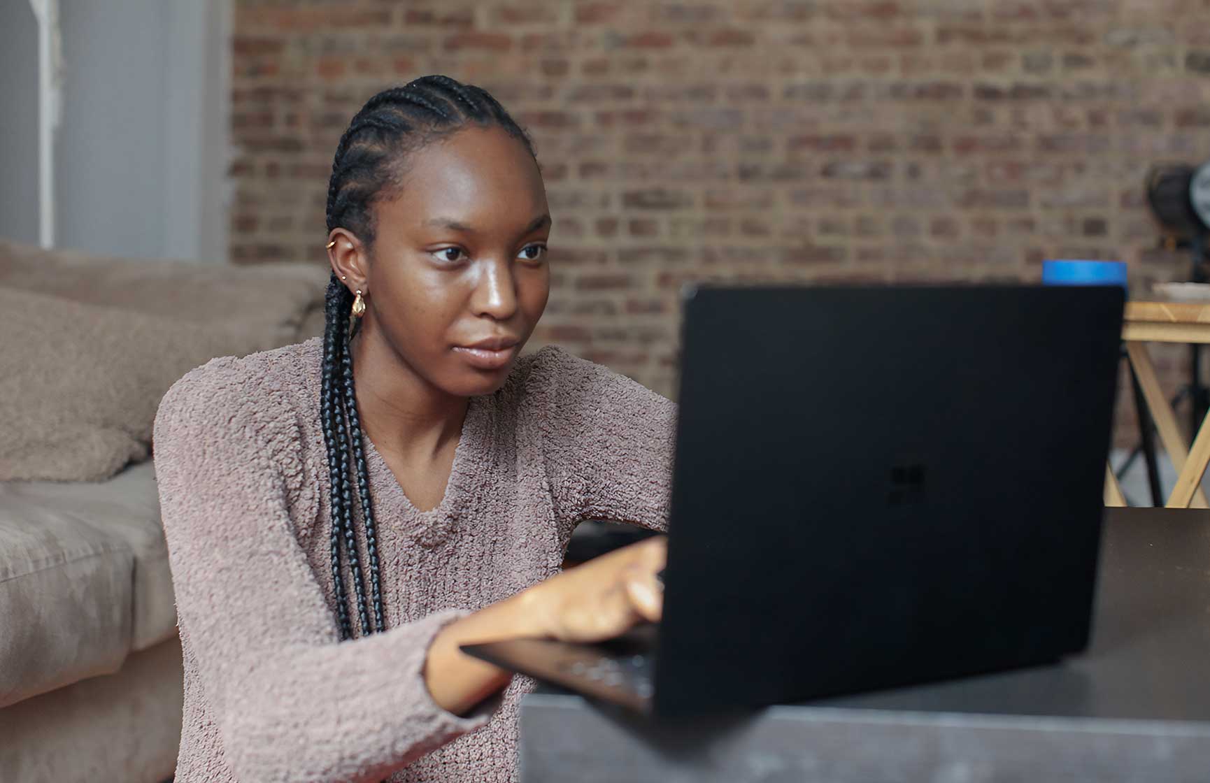 woman using laptop