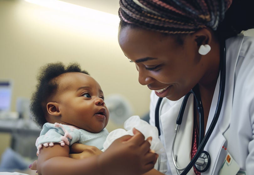 Doctor examining baby, generative ai