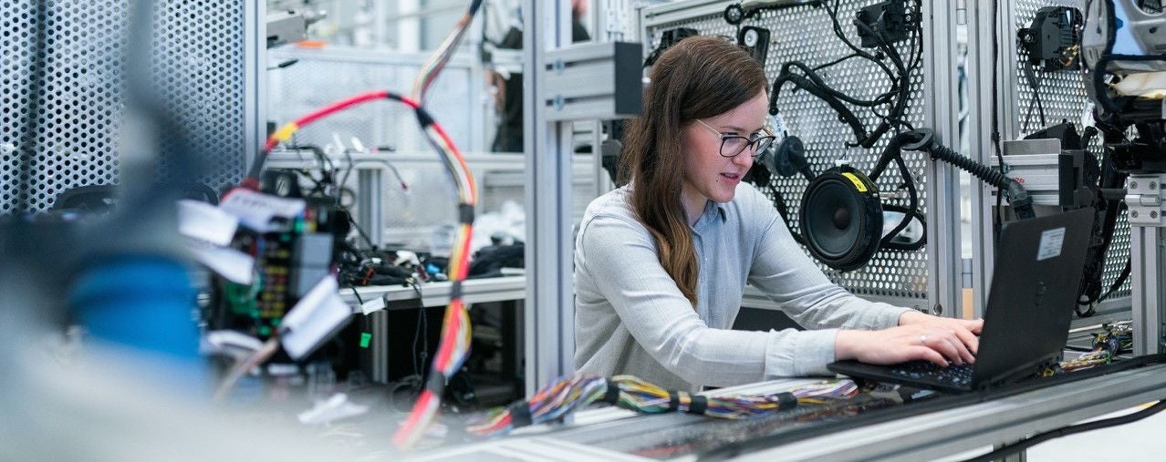 woman working on computer