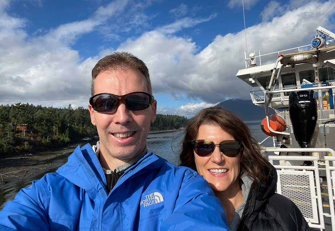 Stephanie Van Eyk with family on boat