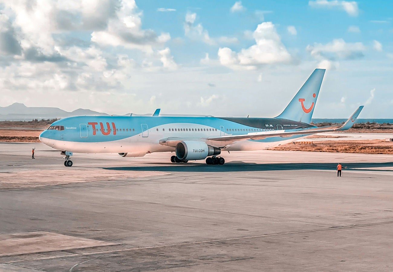 A TUI plane arrives at a popular tourist destination. 