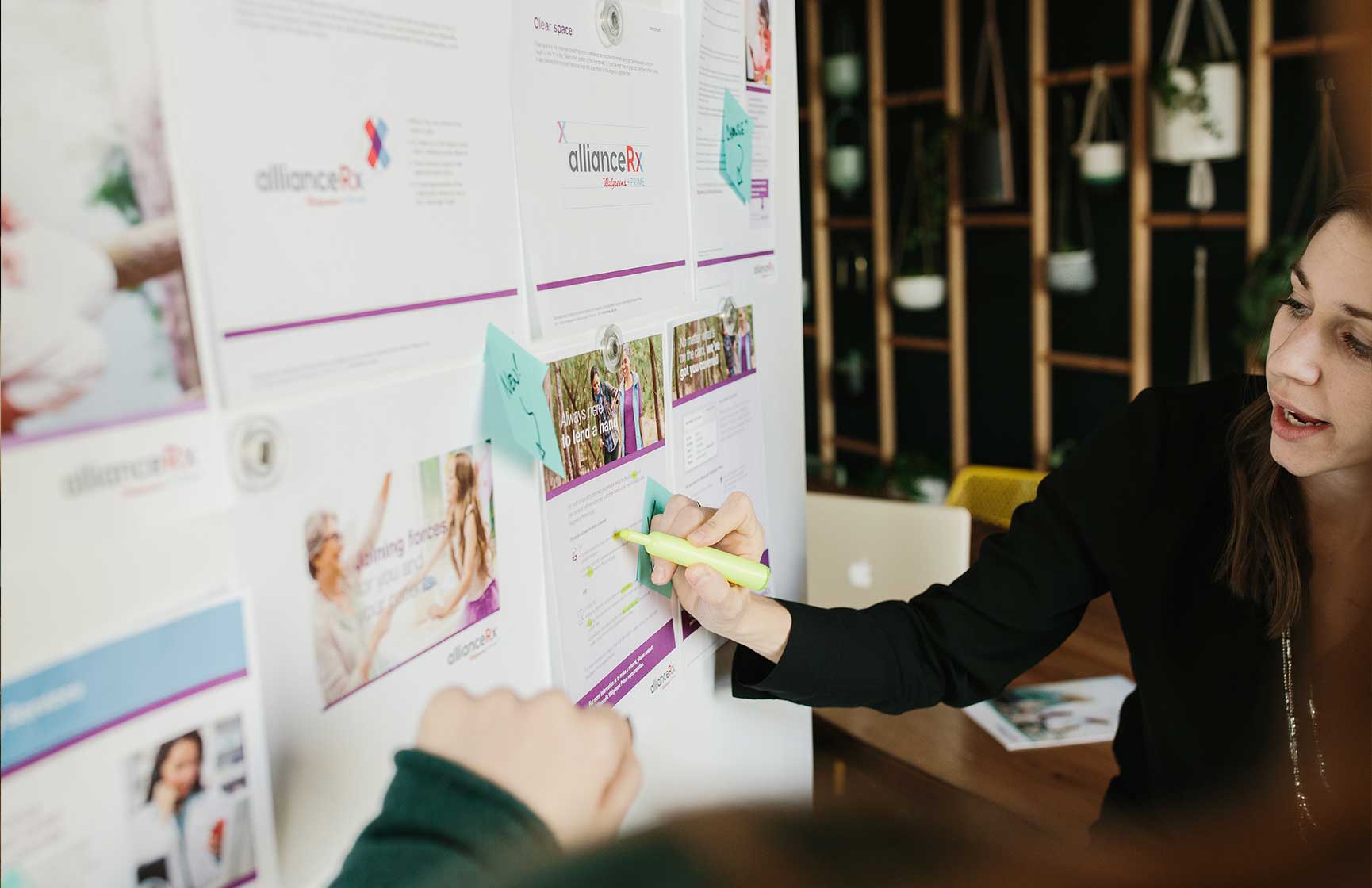 Woman planning and reviewing during a meeting