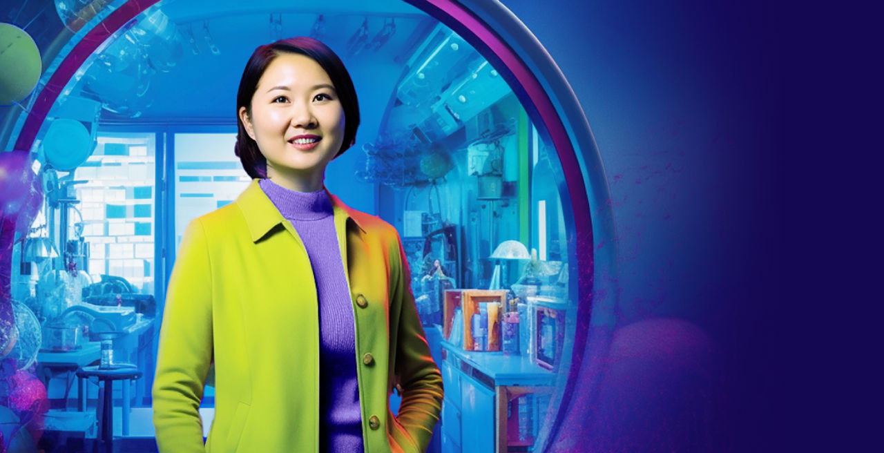 Image générée par l’IA d’une femme dans un laboratoire fantaisiste